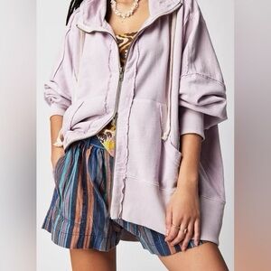 Free People We The Free Camden oversized zip-up hoodie sweatshirt in a lilac